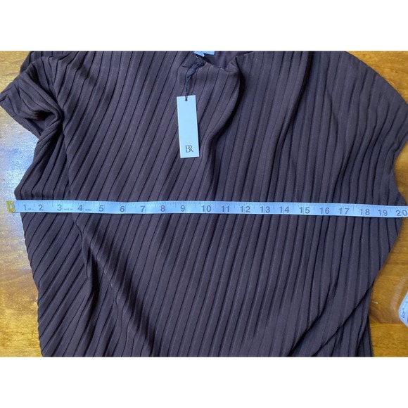NEW Banana Republic Wide Ribbed Draped Top Chocolate Brown Boat Neck CapSleeve L - Picture 8 of 8